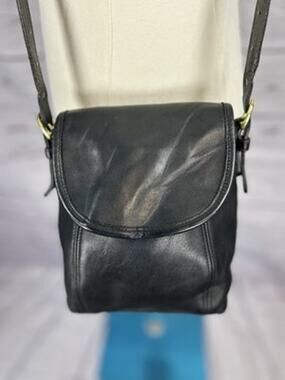 Vintage Coach Soho Small Black Leather Flap Crossbody Bag
